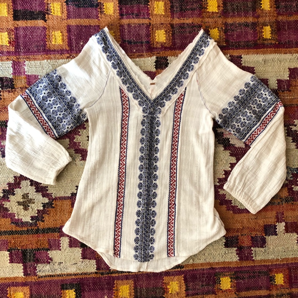 Free People embroidered top, size S